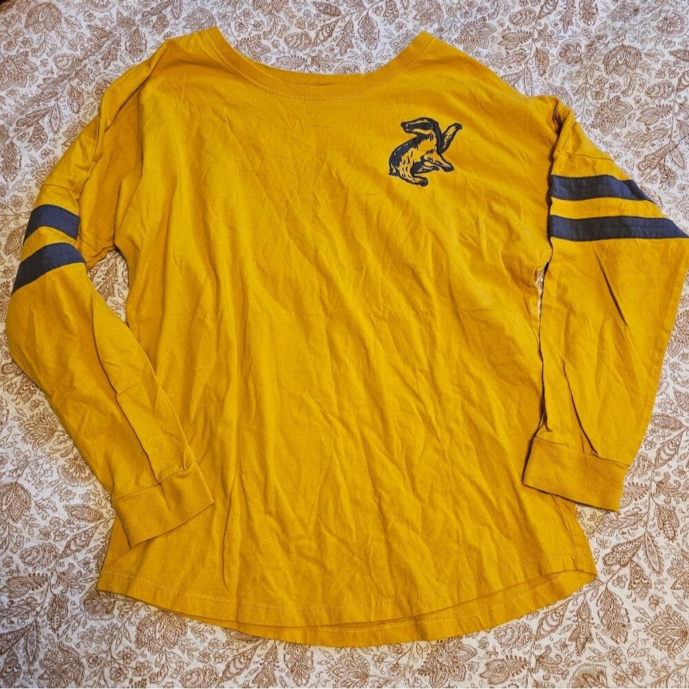 Yellow Long Sleeve Tee with Navy Accents